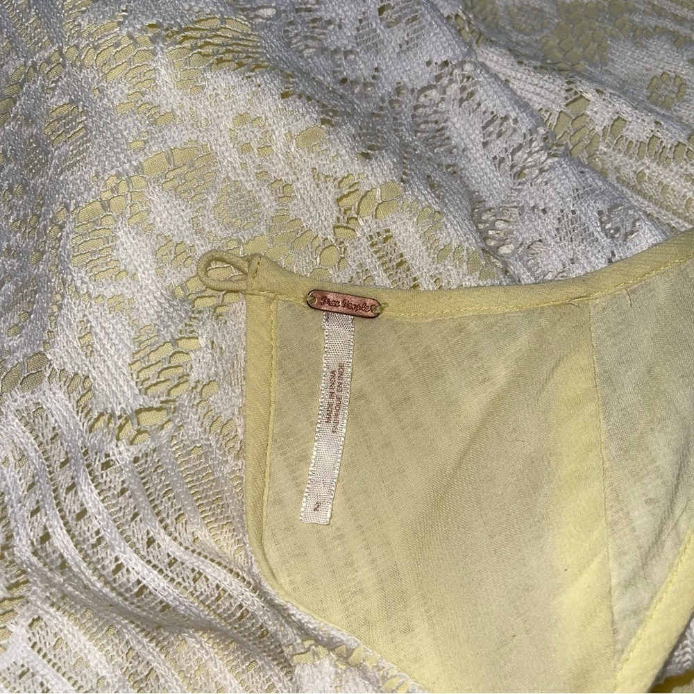 Free People Lace Rocco Mini Sundress White Yellow, Size 2 - Picture 8 of 10